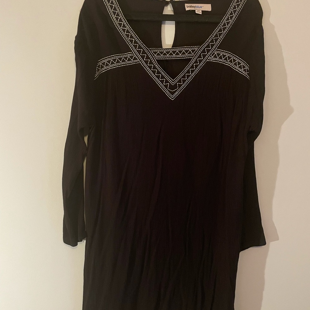 Plus size black linen dress